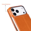 Apple iPhone 17 Pro Max için, Hakiki Deri, El Yapımı, Cüzdanlı Slim Kılıf, Mag safe ile uyumlu, İç Yüzeyi Kadife, Gölgeli Taba