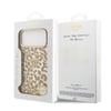Apple iPhone 18 Pro Kılıf Guess Orjinal Lisanslı M-safe Şarj Özellikli Üçgen Logolu Simli Leopar Desenli Kapak
