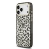 Apple iPhone 18 Pro Max Kılıf Guess Orjinal Lisanslı M-safe Şarj Özellikli Üçgen Logolu Simli Leopar Desenli Kapak