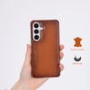 Galaxy S26 için, Hakiki Deri, El Yapımı Kılıf, İç Yüzeyi Kadife, Gölgeli Taba