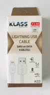 ŞARJ / DATA KABLOLARI Klass K03 2.0A Lightning Usb Sarj Kablosu