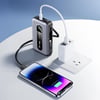 Lenyes PX1002D Dijital LED Göstergeli Teleskopik Type-C ve Lightning Kablolu Powerbank 35W 10.000mAh