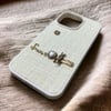 Apple iPhone 12 / 12 Pro Gold Figürlü Kumaş Kaplamalı Telefon Kılıfı