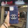 Apple iPhone 13 Pro Max Chanel Logolu Kumaş Kaplamalı Telefon Kılıfı