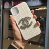 Apple iPhone 14 Pro Max Chanel Logolu Kumaş Kaplamalı Telefon Kılıfı