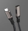 Qgeem Extension USB3.2 Type-C PD Uzatma Kablosu 100W 20Gbps 4K@60Hz 3 Metre
