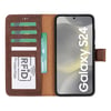 Samsung Galaxy S24 Uyumlu, Deri Cüzdanlı Kılıf, Antik Kahve