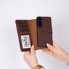 Samsung Galaxy S26 Uyumlu Manyetik Hakiki Deri Cüzdan Kılıf ,Cüzdan Taşımaya Son, Kredi Kart Yuvalı, RFID Güvenlik