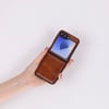 Samsung Galaxy Z Flip6 Uyumlu, Hakiki Deri, El Yapımı Arka Kapak Gölgeli Taba