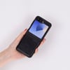 Samsung Galaxy Z Flip6 Uyumlu, Hakiki Deri, El Yapımı Arka Kapak Parlak Siyah