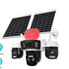 O-KAM O-KAM-4075 3 KAMERALI 10X OPTİK ZOOMLU SİRENLİ ÇİFT PANELLİ 4G SOLAR KAMERA