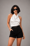 Bianca Draped Beyaz Bluz