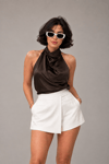 Bianca Draped Kahverengi Bluz