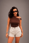 Bianca Tokalı Kahverengi Bodysuit