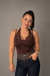 Gigi Dantelli Kahverengi Bodysuit
