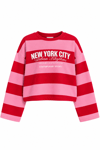 New York Pembe Çizgili Sweatshirt