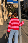 New York Pembe Çizgili Sweatshirt