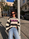 New York Sarı Çizgili Sweatshirt