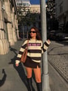 New York Sarı Çizgili Sweatshirt