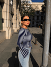 Sienna Lacivert Çizgili Bluz