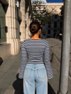 Sienna Lacivert Çizgili Bluz