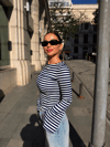 Sienna Lacivert Çizgili Bluz