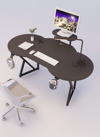 Özel Oval Tasarım Oyuncu Masası 156 Cm Bardaklık Ve Kulaklık Tutucu Hediye