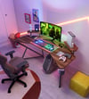 Özel Tasarım Kanatlı Oyuncu Masası 160 Cm Rgb Işıklı Mouse Pad Bardaklık Ve Kulaklık Tutucu Ahşap