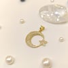 21.8mm Taşlı Ayyıldız Kolye 14 Ayar Altın 4K VİDEOLU