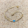 Oval Opal Taşlı Bileklik Künye 14 Ayar Altın HD VİDEOLU