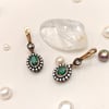 0.79ct Zümrüt ve 0.57ct Elmas Taşlı Oval Küpe 8 Ayar Altın  HD VİDEOLU