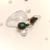 1.20ct Zümrüt ve 0.20ct Elmas Taşlı Oval Sallanan Küpe 8 Ayar Altın  HD VİDEOLU