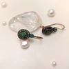 1.20ct Zümrüt ve 0.20ct Elmas Taşlı Oval Sallanan Küpe 8 Ayar Altın  HD VİDEOLU