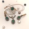 1,68ct Zümrüt ve 1,20ct Elmas Taşlı Oval Set Takım 8 Ayar Altın HD Vİdeolu