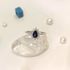 Pırlanta 0.40ct Safir Damla Taşlı  Yüzük 14 Ayar Altın 4K VİDEOLU