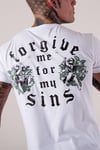 Arkası Forgive Baskılı  T Shirt Beyaz