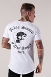 Arkası Kurukafa Baskılı  T Shirt Beyaz
