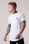 Arkası Kurukafa Baskılı  T Shirt Beyaz