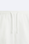 Basic Soft Kumaş İpli Jogger  Şort-Beyaz