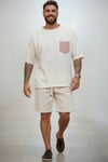 Cebi Çizgili T-shirt-Krem
