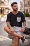 Cebi Çizgili T-shirt-Siyah
