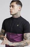Çift Renk HAkim Yaka  Gömlek S/S Siyah-Bordo