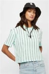 Çizgili Oversize Crop T shirt Turkuaz