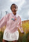 Çok Renkli Oversize Crew Sweat Pembe