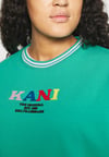 Çok Renkli Oversize Crew Sweat Yeşil