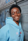 Çok Renkli Oversize Kapişonlu Sweat Mavi Açık
