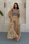 Desenli  Kimono Takım-Hardal