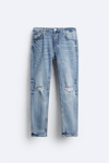 Eskitme Skinny Jean-Mavi Açık