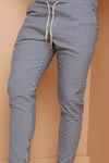 Gofre Çizgili  İpli Eşofman Pantolon-Lacivert-Beyaz