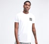 Göğüsü Kare Baskılı  T shirt Beyaz